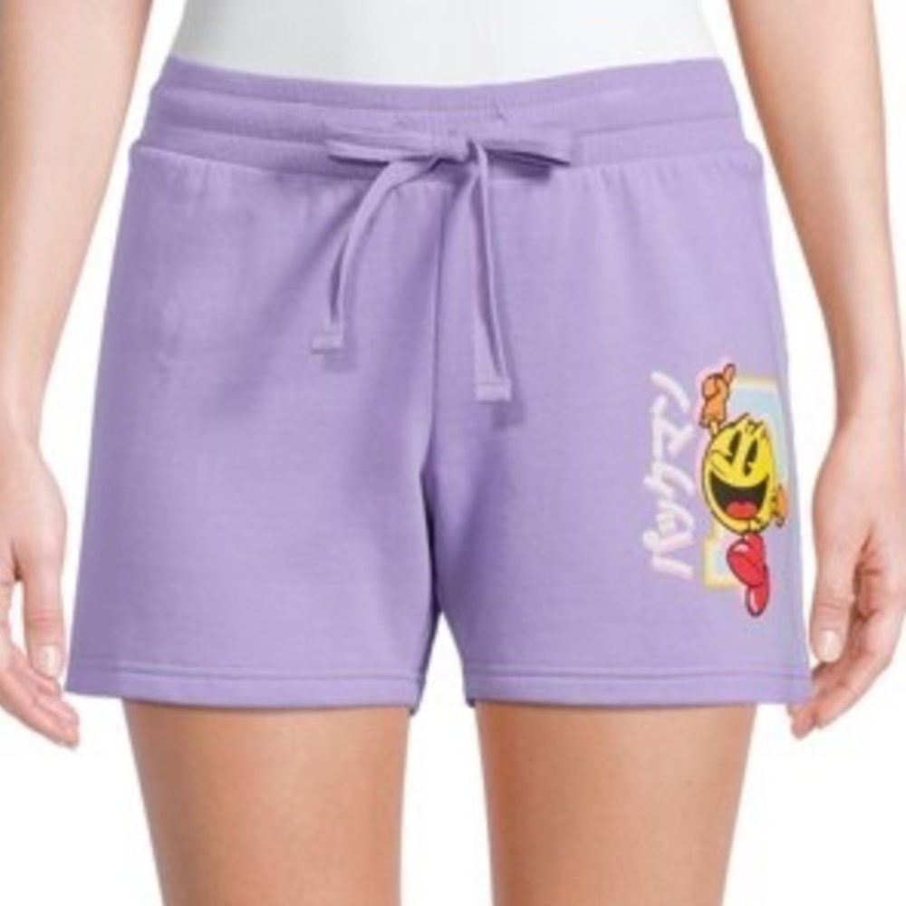 Pac-Man Graphic Sweat Shorts Light Purple NWOT Size XL #1940